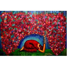 Shazly Khan, Allah o Akber! When we start feeling blessed, 48 x 72 Inch, Acrylic on Canvas, Figurative Paintings, AC-SZK-160